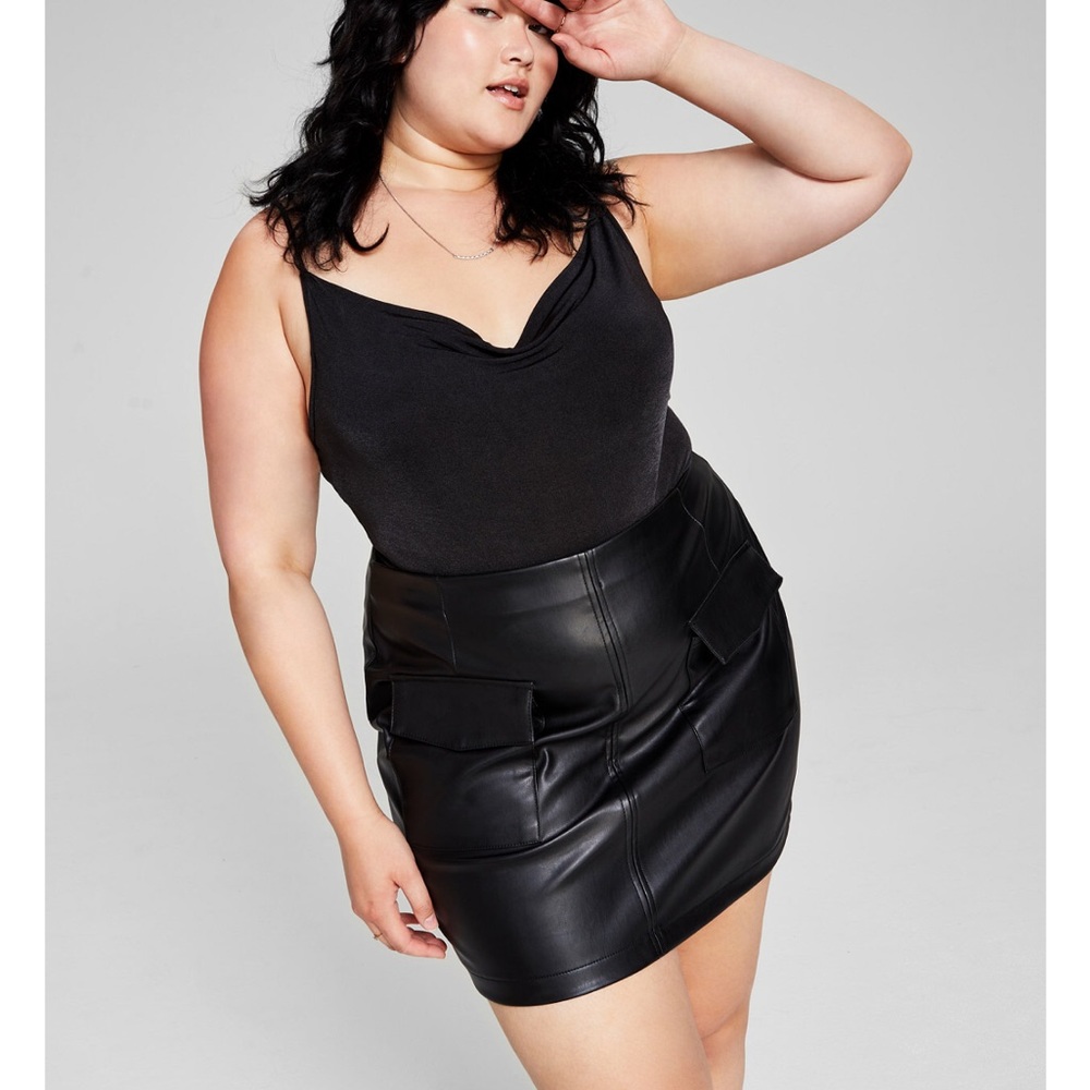 NWT Faux Leather Skirt in Black